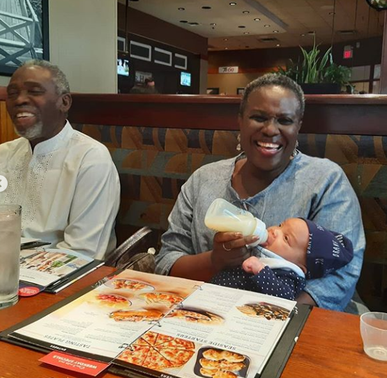 Grandparents duties! Joke Silva and hubby, Olu Jacobs, bond with their grand daughter (photos)