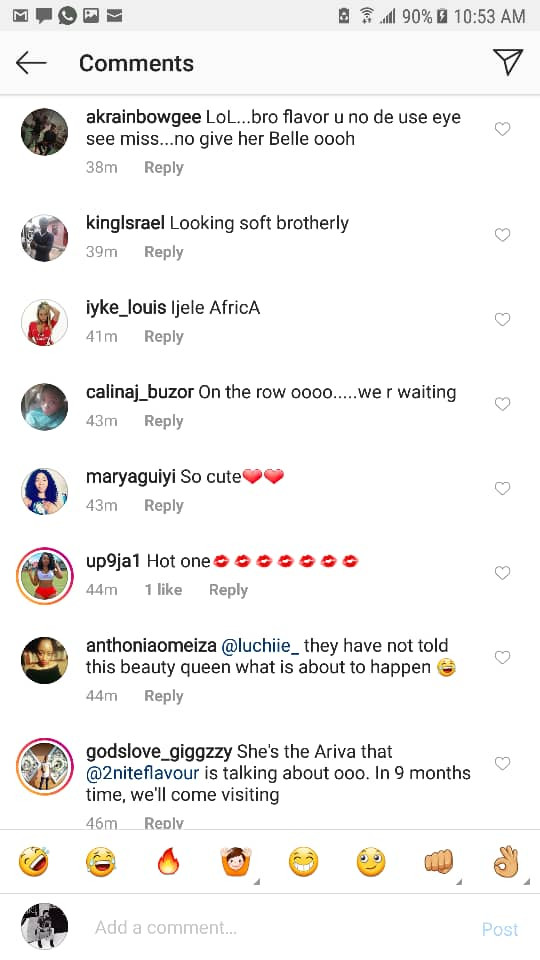 Social media users leave hilarious comments as Flavour shares photo of himself with newly crowned Miss USA, Cheslie Kryst (Screenshots)