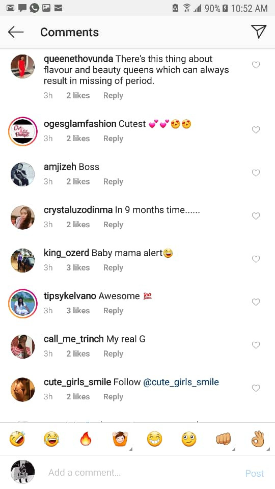 Social media users leave hilarious comments as Flavour shares photo of himself with newly crowned Miss USA, Cheslie Kryst (Screenshots)