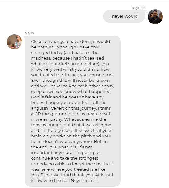 WhatsApp conversations between Neymar and rape accuser Najila Trindade released (Screenshots)