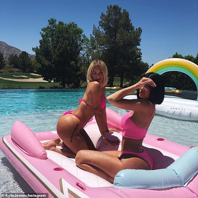 Kylie Jenner treats her BFF Anastasia Karanikolaou to a pool party as they flaunt their banging bikini body (Photos)