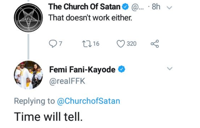 Hilarious! FFK and Church of Satan clash on Twitter