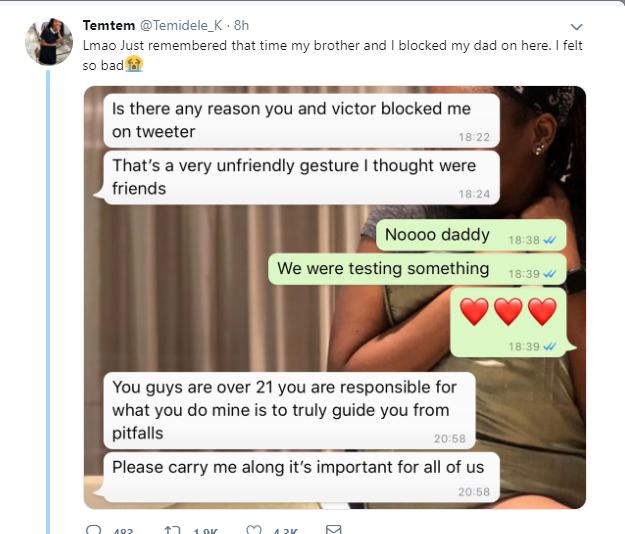 Nigerian siblings block their father on Twitter but his reaction when he found out is so polite