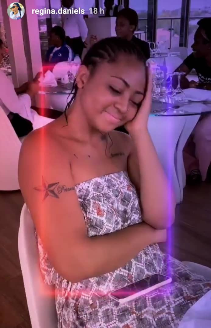 Regina Daniels shares lovely photos of her hubby, Ned Nwoko, as they dined with other members of his family (photos)
