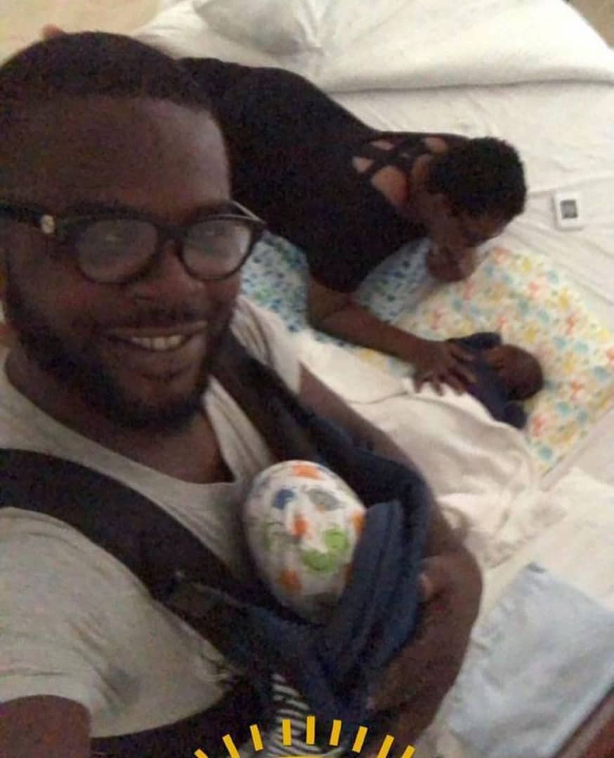 Funke Akindele-Bello shares lovely photos of her hubby, JJC Skillz with their twin boys as she wishes him #HappyFathersDay