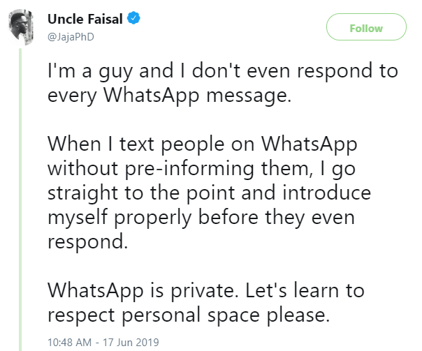 Twitter users divided over trending Whatsapp conversation between a lady and her prospective employee