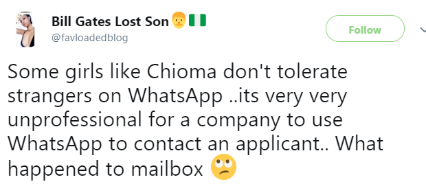Twitter users divided over trending Whatsapp conversation between a lady and her prospective employee