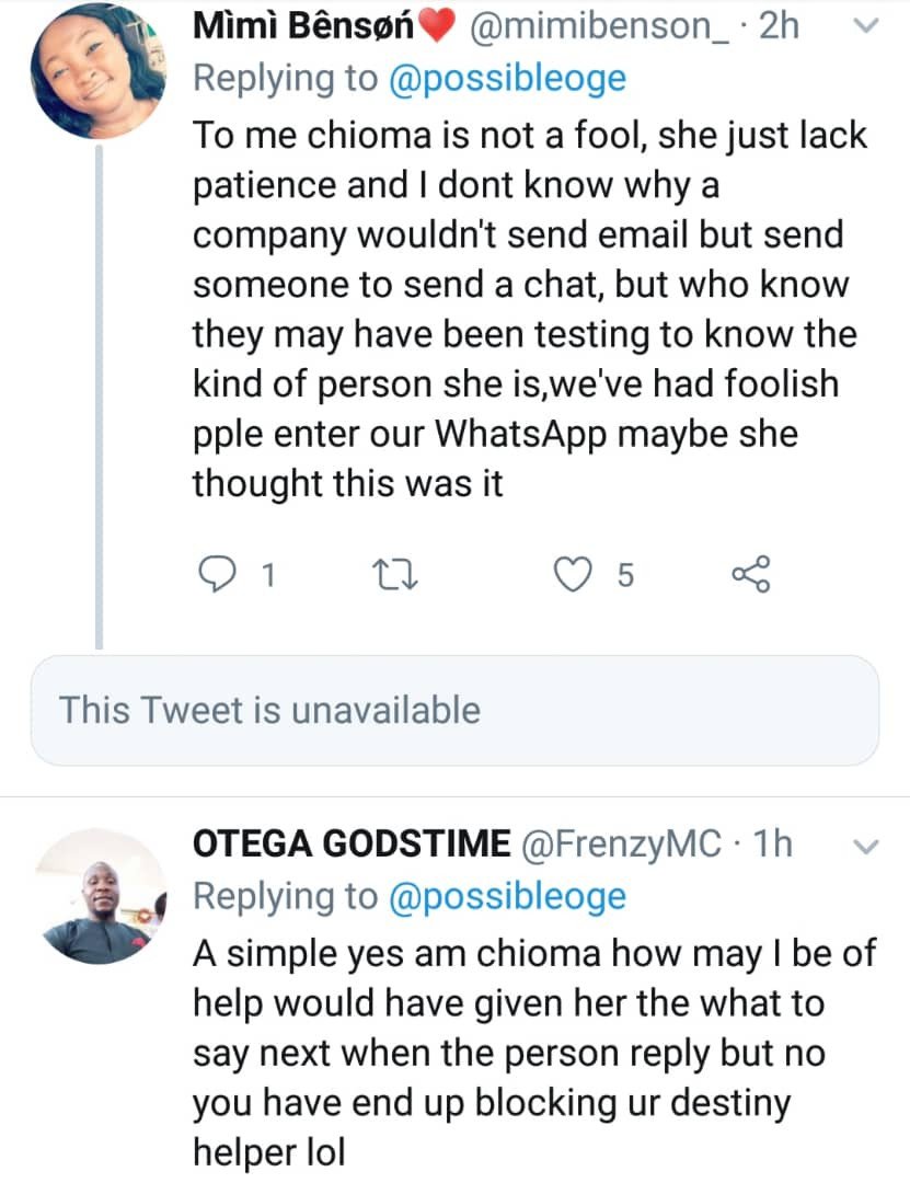 Twitter users divided over trending Whatsapp conversation between a lady and her prospective employee
