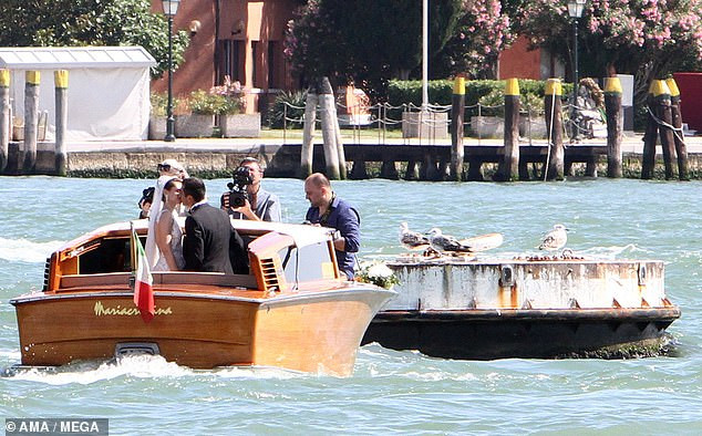  Arsenal football star, Henrikh Mkhitaryan and his bride?board water taxi to their wedding reception in Venice (Photos)