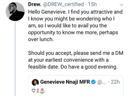 Man boldly shoots his shot at Genevieve Nnaji and Twitter users are impressed