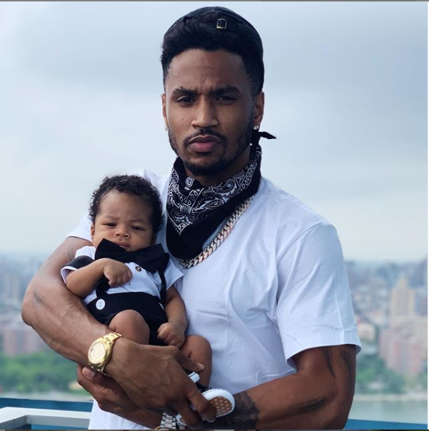  DaddyDuties: Trey Songz pictured with his newborn son, Noah