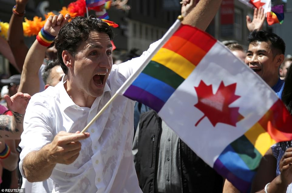 Canada Prime Minister champions equality as he proudly flies the LGBTQ2 flag at Toronto pride parade