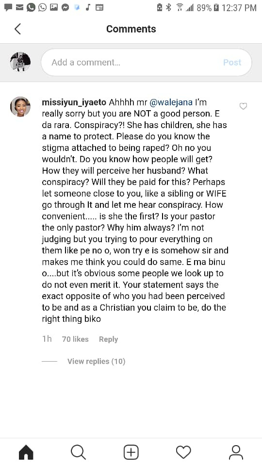 Simi, Waje, Kemi Adetiba, Lala Akindoju, other celebrities and IG users slam Wale Jana for defending alleged rapist pastor Biodun Fatoyinbo 