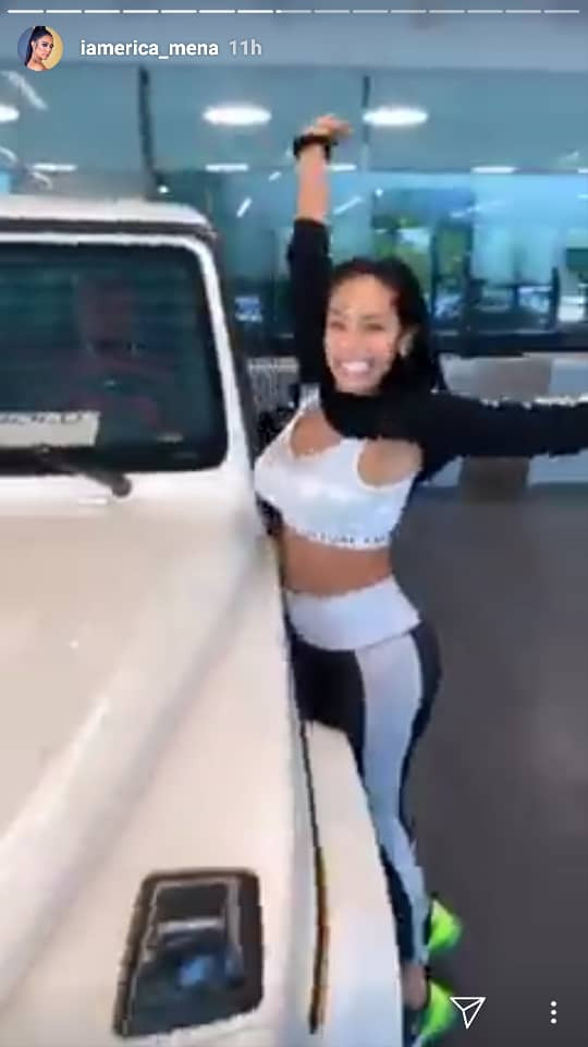 Erica Mena flaunts new G-Wagon gift from fiance Safaree Samuels as she accepts him back after his cheating scandal (Photos)