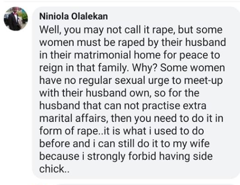 Man confesses to raping his wife, says "some women must be raped for peace to reign in the family"