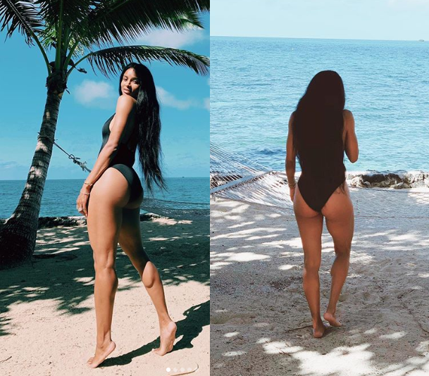 Ciara flaunts her banging body in sexy black swimsuit (Photos)