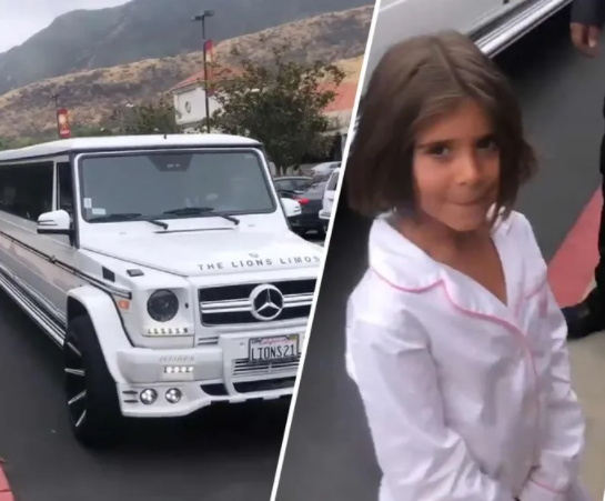 Penelope Disick, North West and friends arrive in a Stretch G-Wagon Limo for birthday bash (photos/Video)