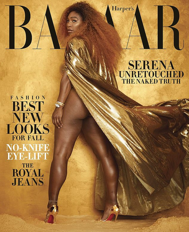 Serena Williams goes semi-naked as she poses for gold-themed shoot for Harper