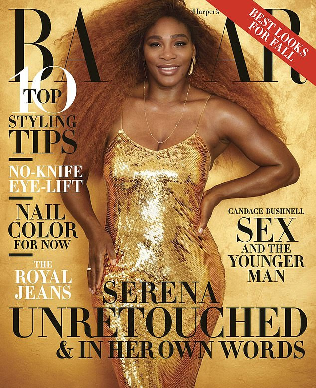 Serena Williams goes semi-naked as she poses for gold-themed shoot for Harper