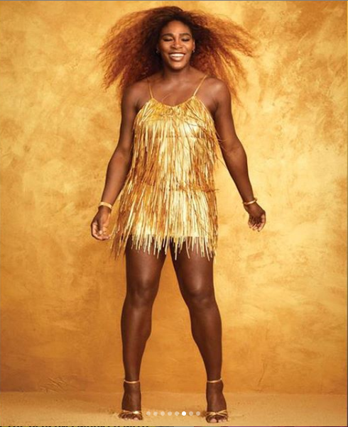 Serena Williams goes semi-naked as she poses for gold-themed shoot for Harper