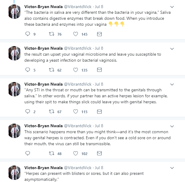 Nigerian doctor warns against using saliva as lubricant during sex
