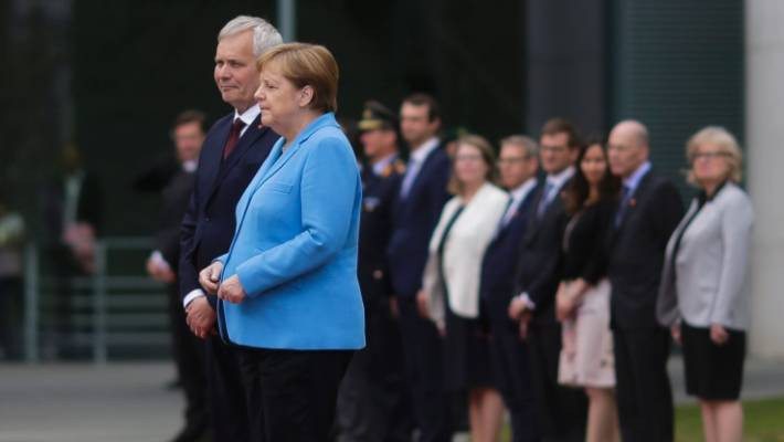 German Chancellor Angela Merkel seen shaking for the 3rd time in a month as she stands alongside Finland