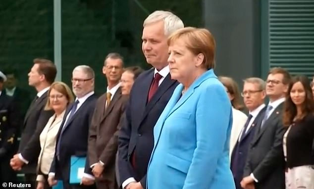 German Chancellor Angela Merkel seen shaking for the 3rd time in a month as she stands alongside Finland