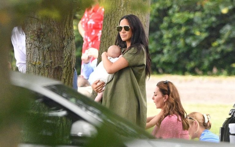 Meghan Markle takes newborn son with Kate Middleton and her kids to watch Harry and Williams play in polo match (photos)