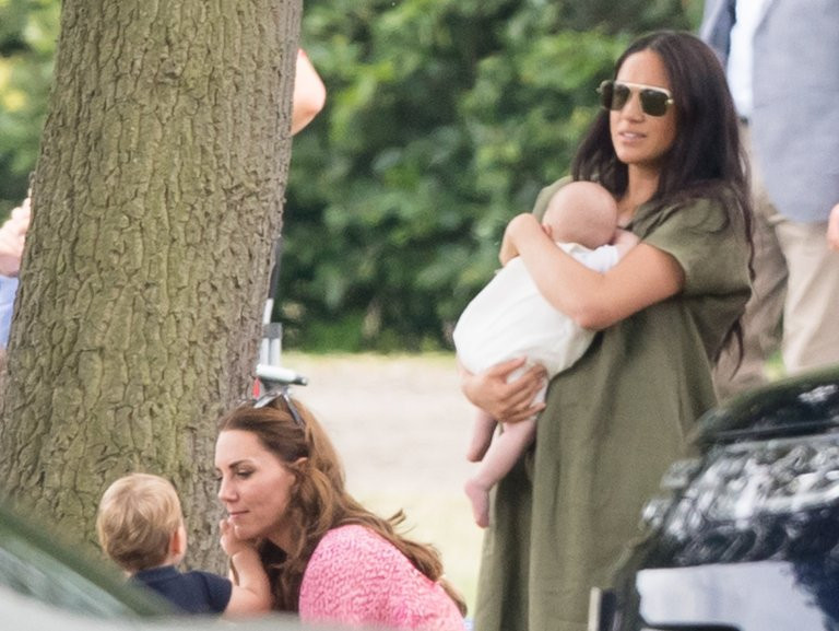 Meghan Markle takes newborn son with Kate Middleton and her kids to watch Harry and Williams play in polo match (photos)