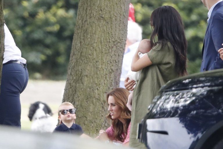 Meghan Markle takes newborn son with Kate Middleton and her kids to watch Harry and Williams play in polo match (photos)