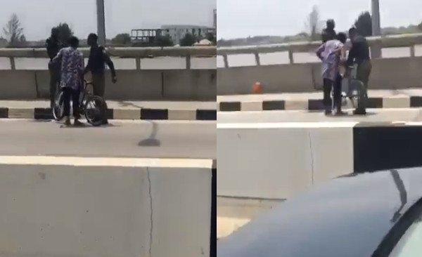 Lady confronts policemen harassing bicycle rider in Lekki-Ikoyi Link Bridge (video)