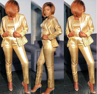 Singer Simi shimmers in gold