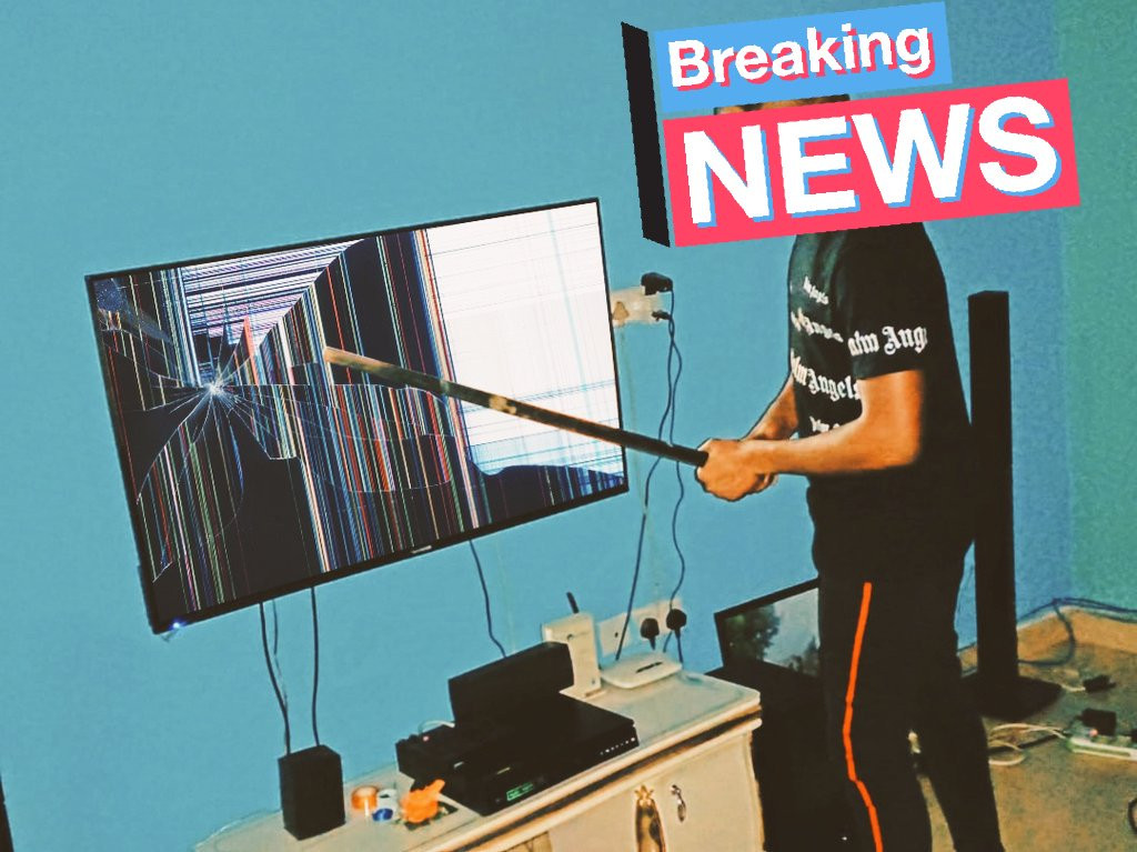 AFCON: Nigerian man destroys his TV after Nigeria lost to Algeria