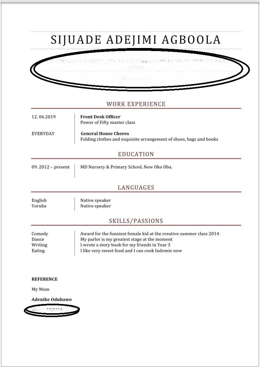 Nigerian mom seeks a job for her 9-year-old daughter, shares her CV online