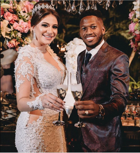 Man Utd midfielder Fred marries his beautiful partner Monique Salum in a private ceremony in Brazil (Photos)