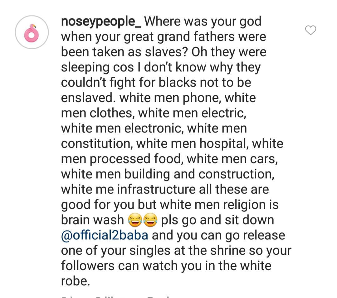 2face comes under serious attack for endorsing post criticizing the bible