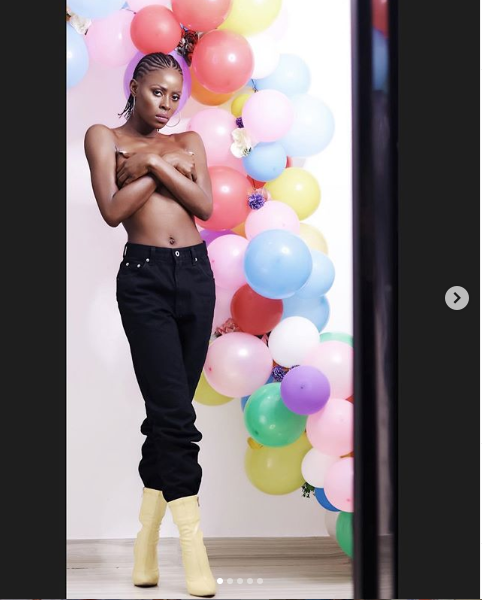 Big Brother Naija star, Khloe poses topless in new photos