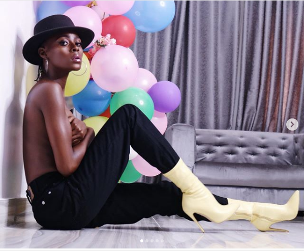 Big Brother Naija star, Khloe poses topless in new photos