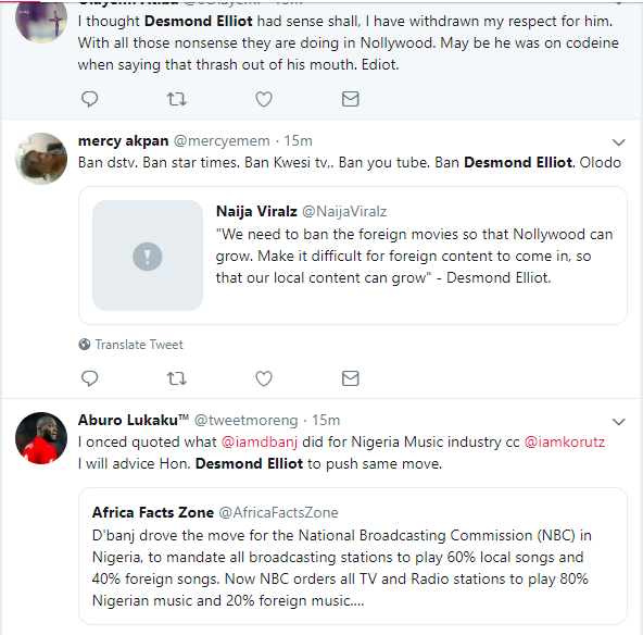 Desmond Elliott comes under serious attack for calling for a ban on Foreign movies in Nigeria