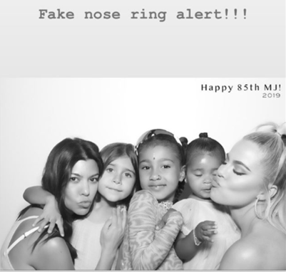 North West, 6, rocks nose ring to great-grandmother MJ