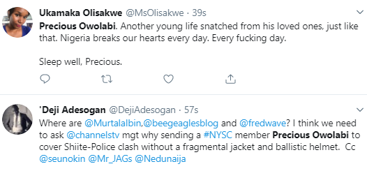 Nigerians react to the death of Channels reporter, Precious Owolabi