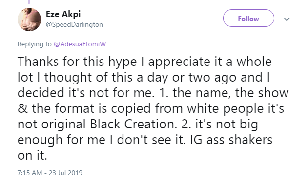 Speed Darlington replies Adesua Etomi over invitation to BBNaija 
