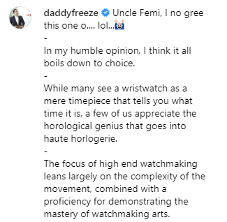 Daddy Freeze disagrees with Femi Otedola on 