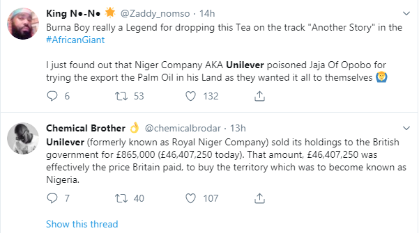 Did Royal Niger Company/Unilever sell Nigeria to Britain just like Burna Boy said in his African Giant Album? 