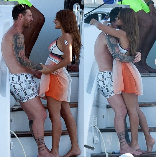 Lionel Messi and his stunning wife Antonella Roccuzzo pack on the PDA aboard a luxury yacht in Ibiza (Photos)