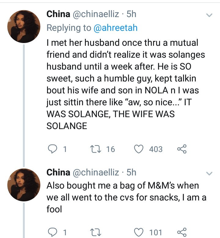 Twitter user narrates her experience meeting Solange