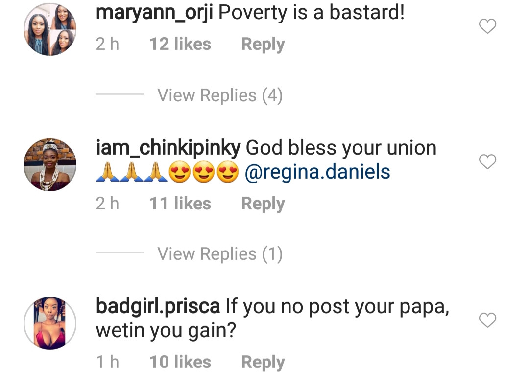 Nigerians go wild after Regina Daniels shared first photos with her billionaire hubby, Ned Nwoko , on her IG page 