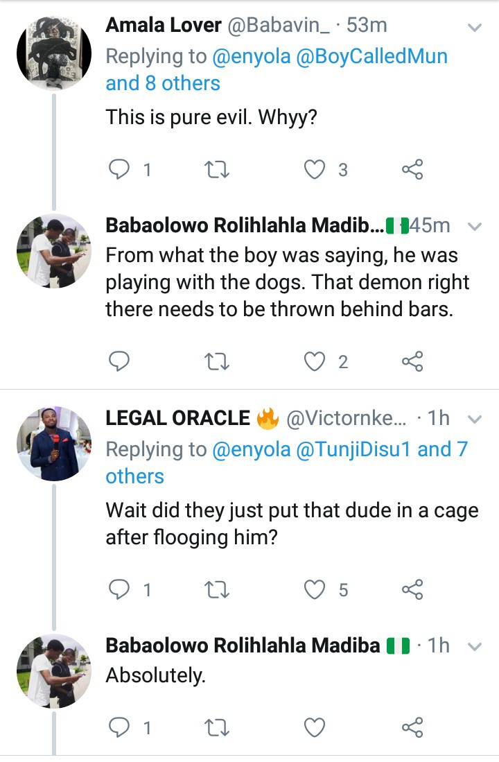 Outrage as Nigerian woman is filmed flogging a child and locking him up in cage with fierce dogs