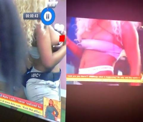 #BBNaija: Mercy exposes her boobs after Saurday night party and Nigerian Twitter can