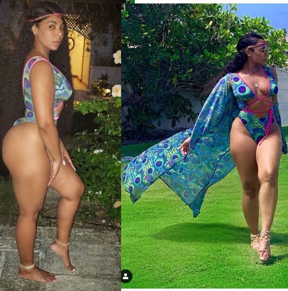 Singer Ashanti flaunts her stunning figure in sexy bathing suit (Photos)